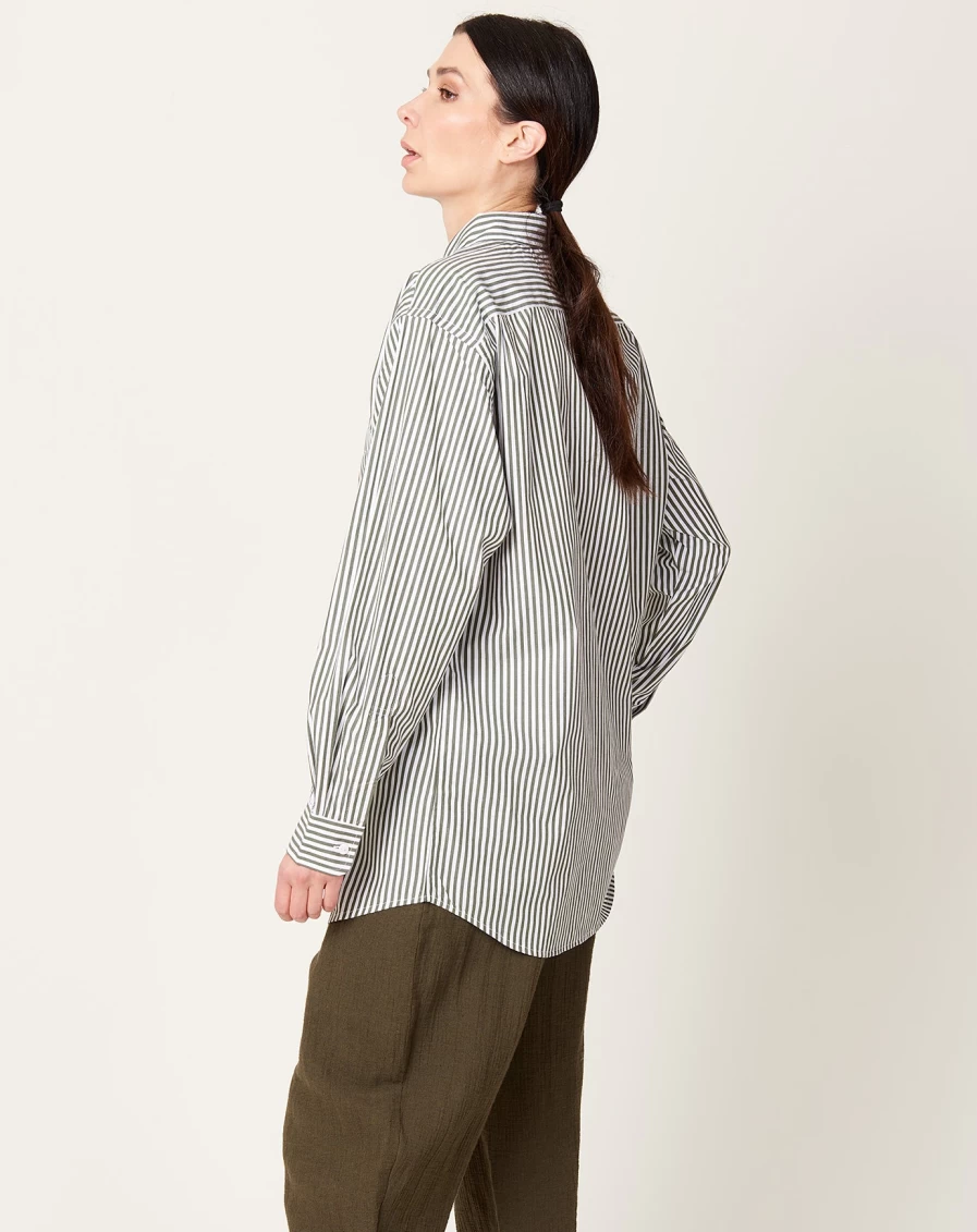 Kowtow Deep Green Stripe James Shirt - Organic Cotton Men's Button Down Top