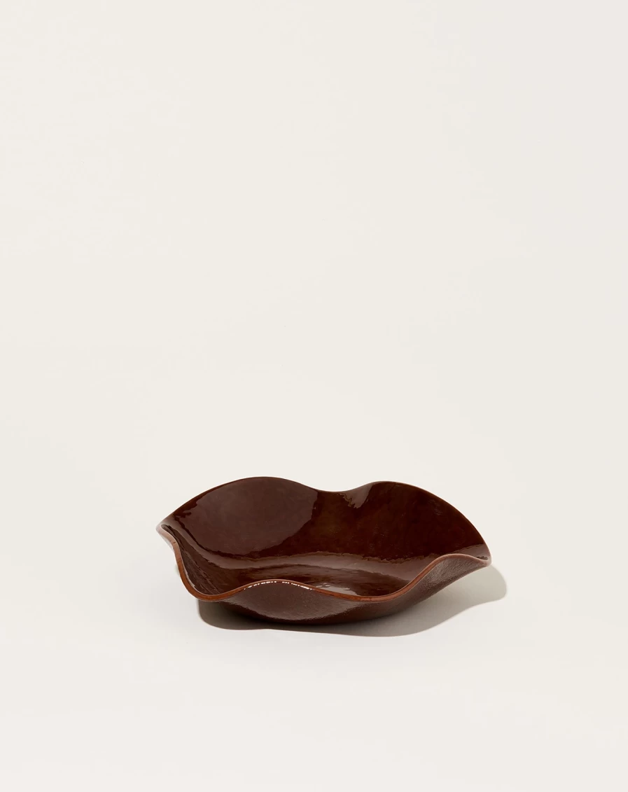 Sophie Lou Jacobsen Pecan Small Petal Plate - Opaque Ceramic Dish for Dining & Decor