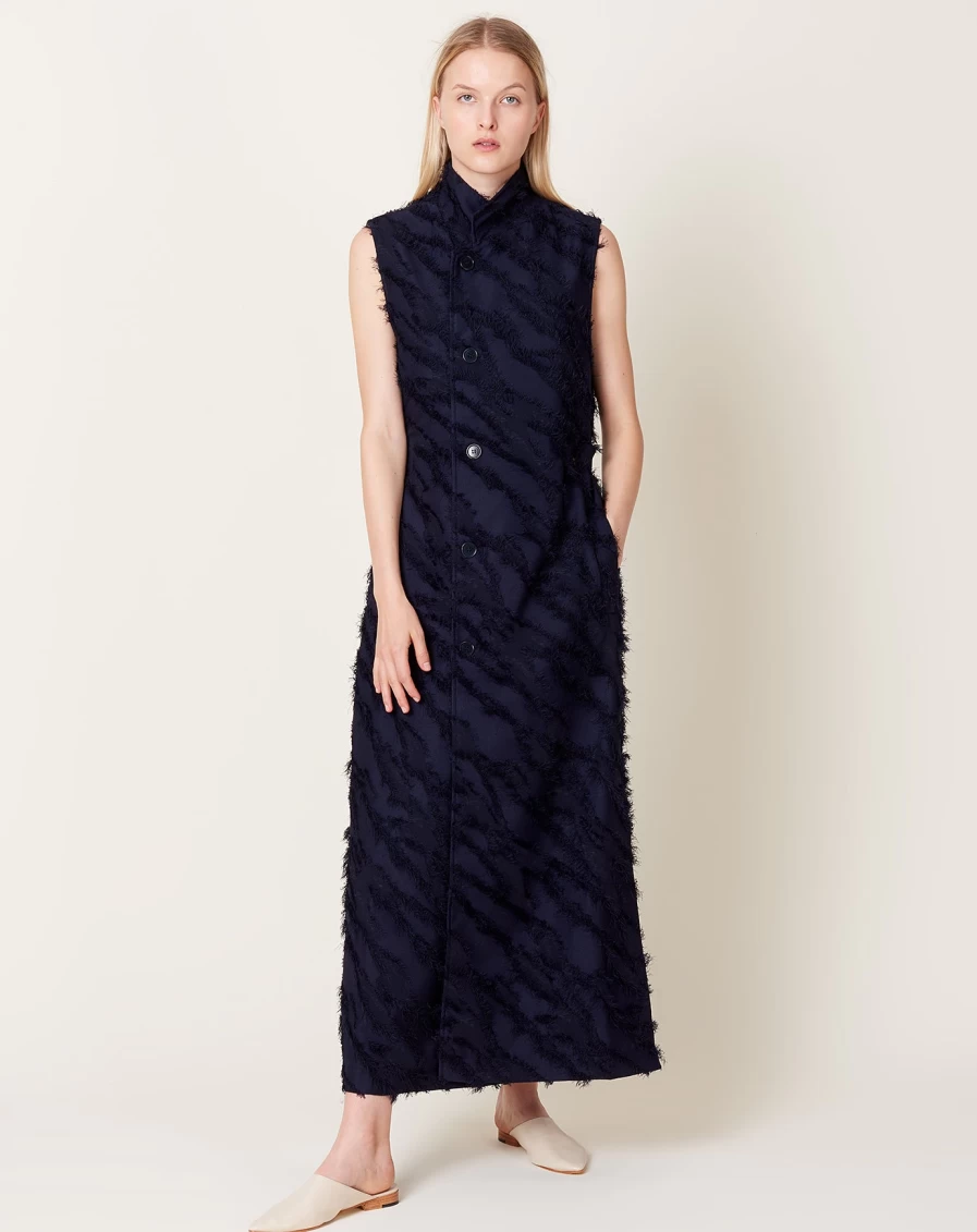 Henrik Vibskov Navy Blue Midnight Waistcoat Dress for Women - Elegant Evening Wear