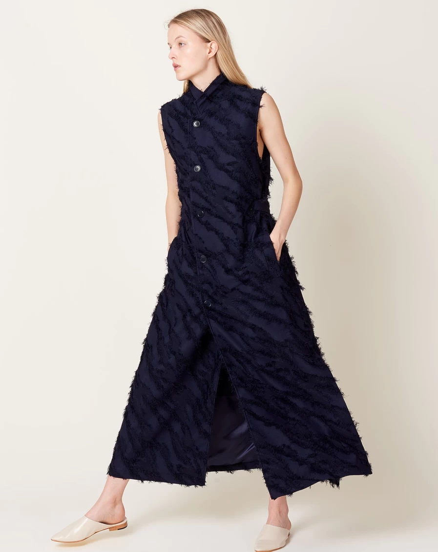 Henrik Vibskov Navy Blue Midnight Waistcoat Dress for Women - Elegant Evening Wear