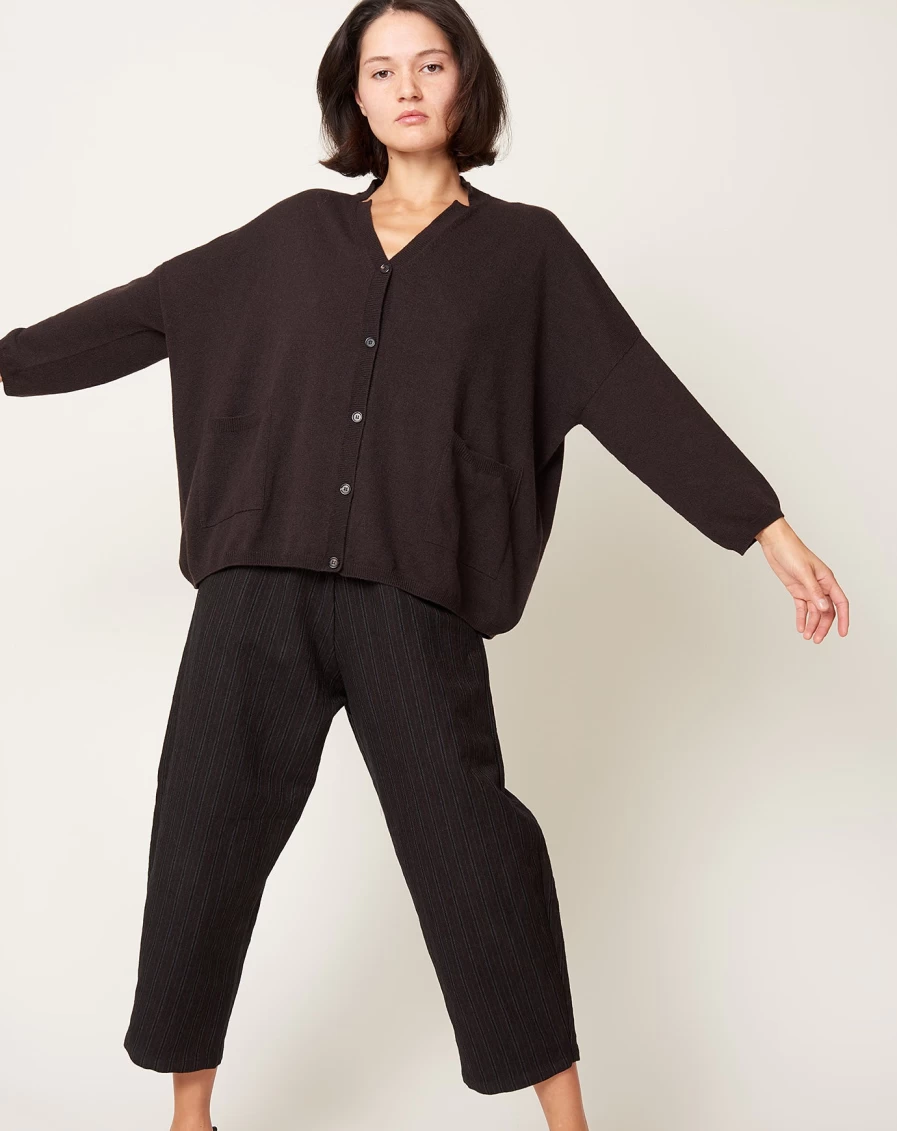"Apuntob Chocolate Brown Cashmere Cardigan for Women - Soft Luxury Sweater"