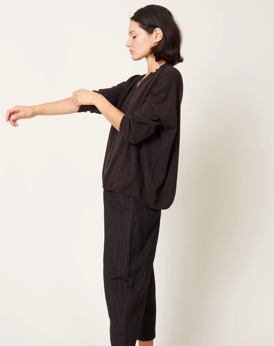"Apuntob Chocolate Brown Cashmere Cardigan for Women - Soft Luxury Sweater"