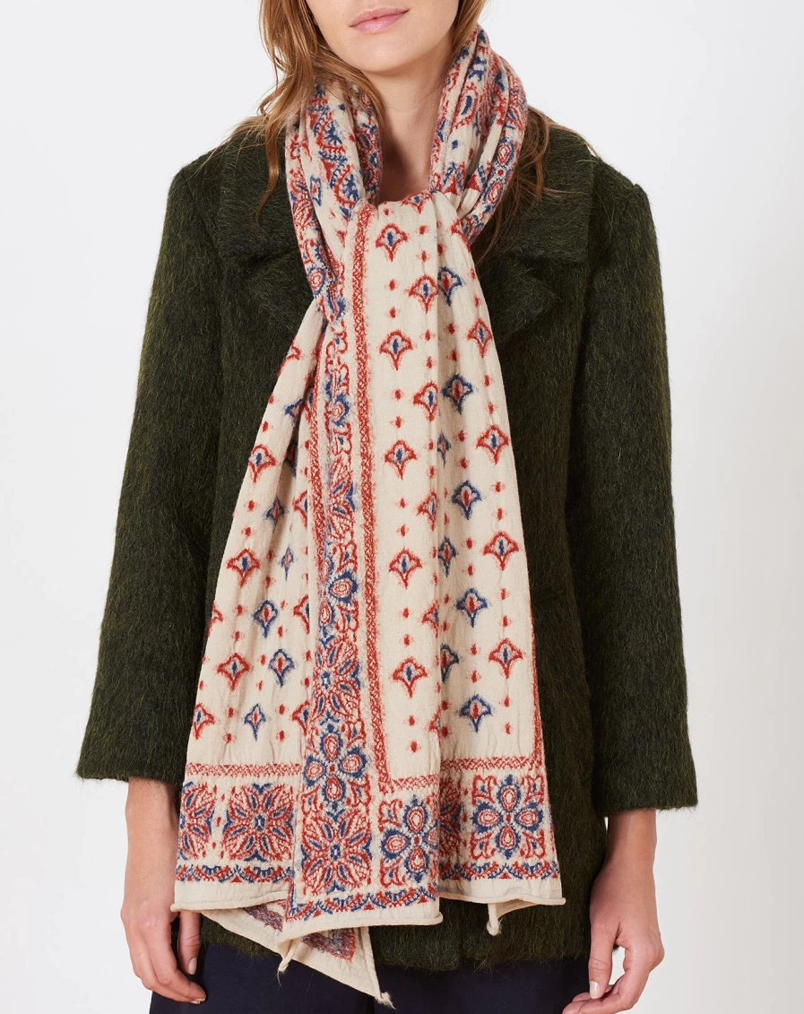 Kapital Big Mama Scarf - Ecru Color Premium Wool Blend Fashion Accessory