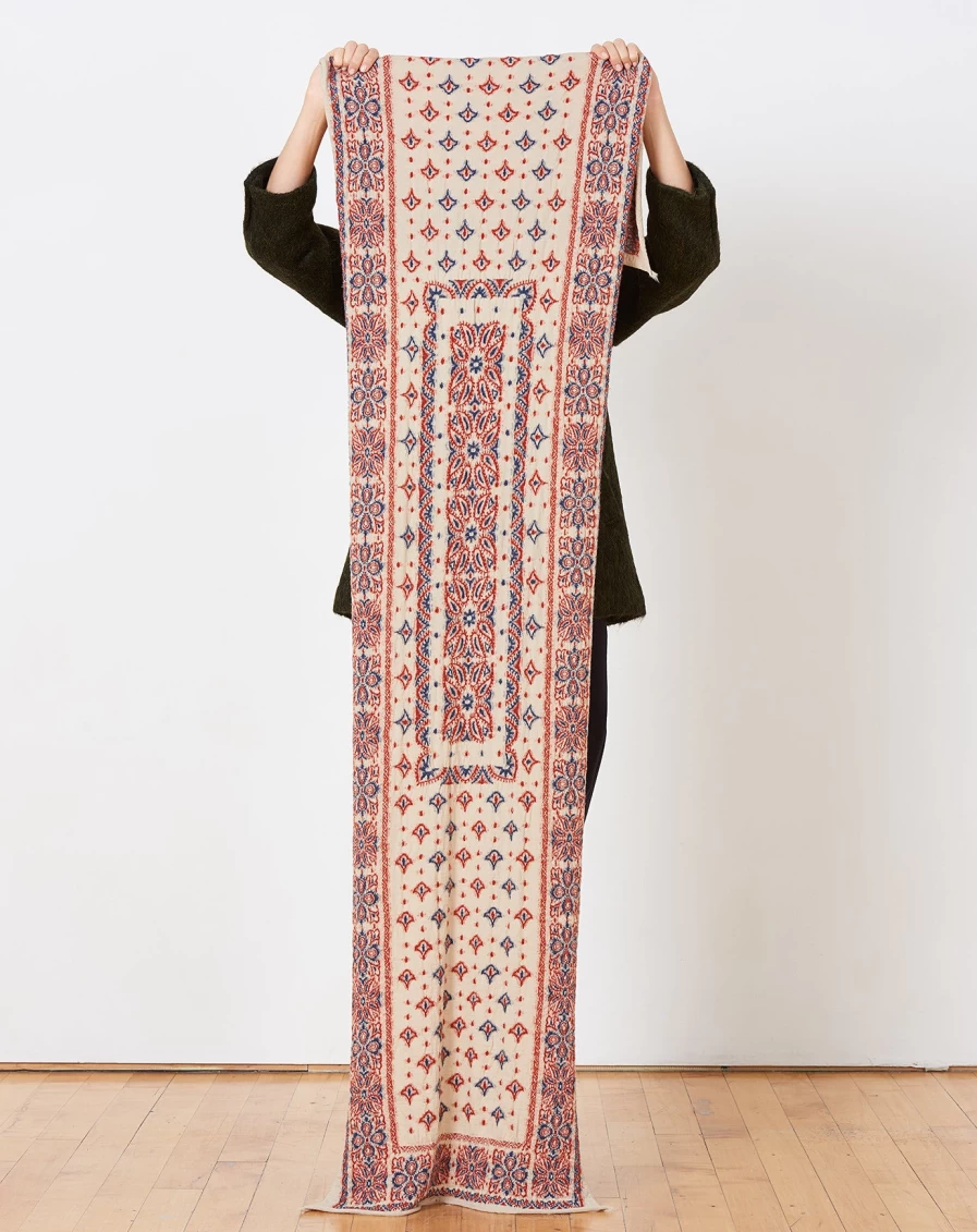 Kapital Big Mama Scarf - Ecru Color Premium Wool Blend Fashion Accessory