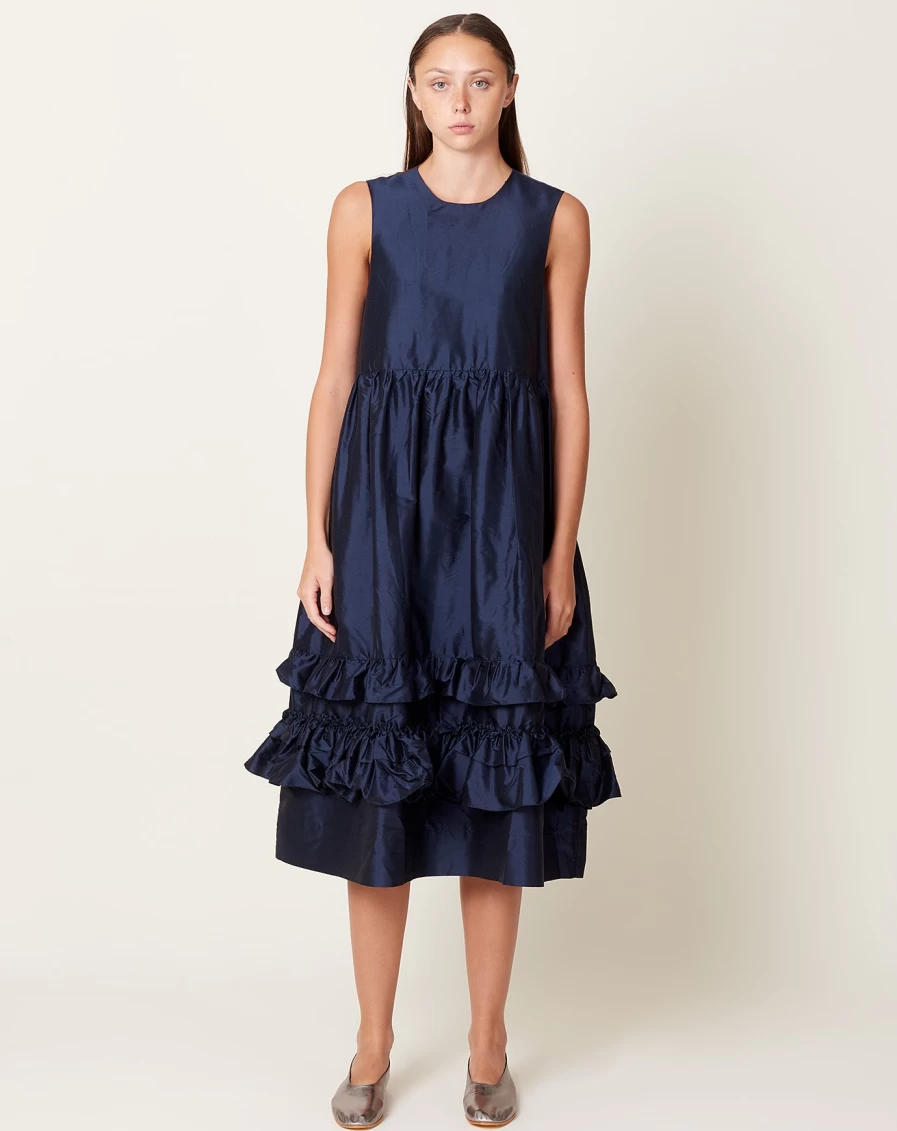 Cawley Silk Dupion Genevieve Dress In Ink - Elegant Women's Formal Gown