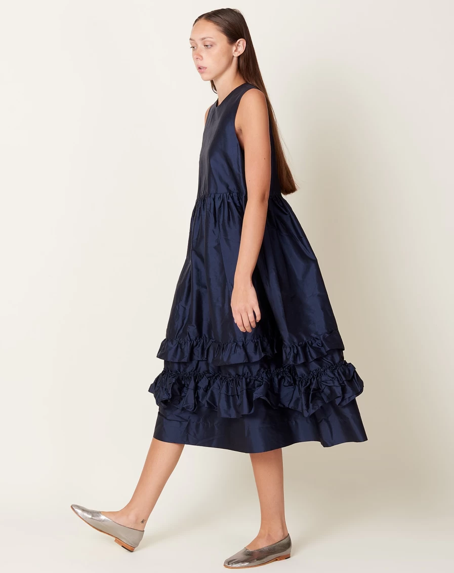 Cawley Silk Dupion Genevieve Dress In Ink - Elegant Women's Formal Gown