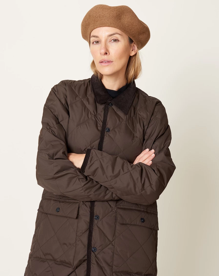 "Mature Ha Big Gather Top Beret In Mocha - Stylish Women's Knit Hat"
