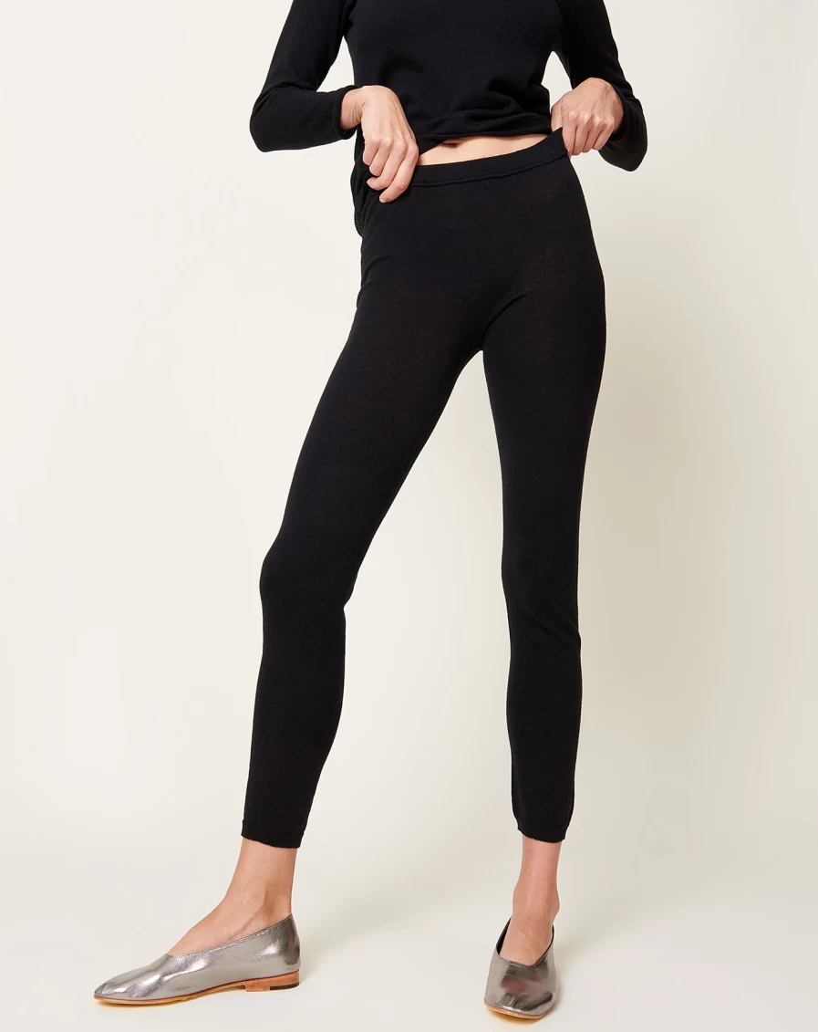 "EvaM Eva Women's Black Cotton Cashmere Blend Leggings - Soft Comfort Stretchy Yoga Pants"
