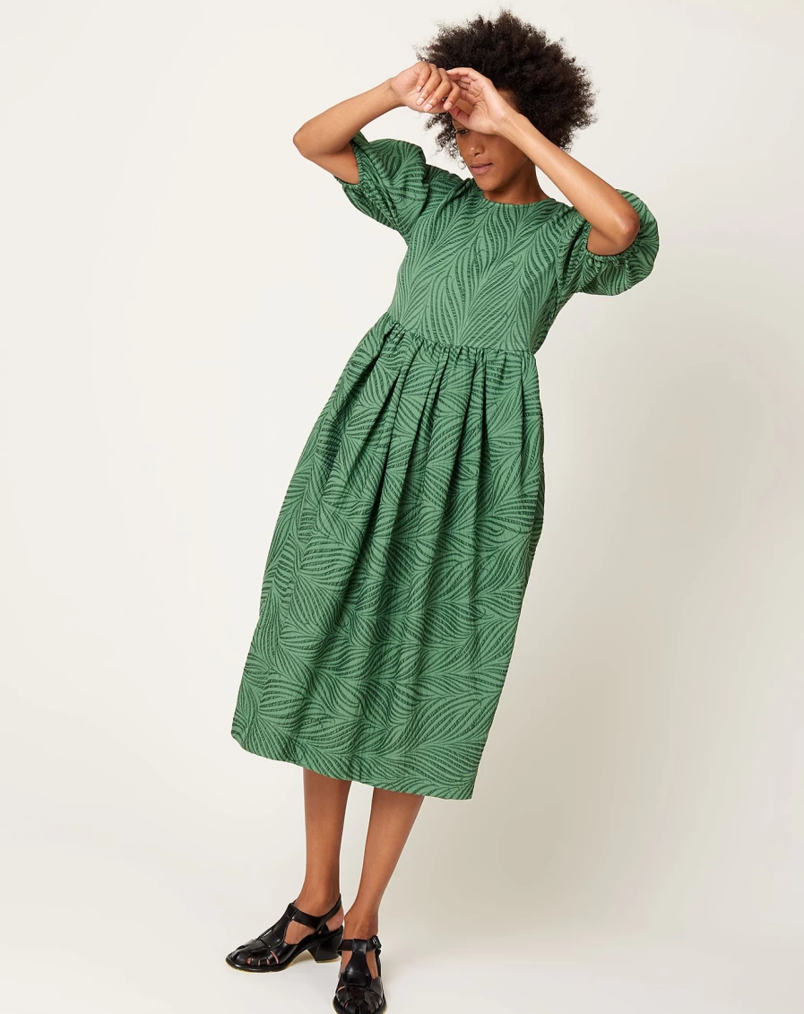 No. 6 Women's Emerald Green Bamboo Francis Dress – Sustainable & Elegant