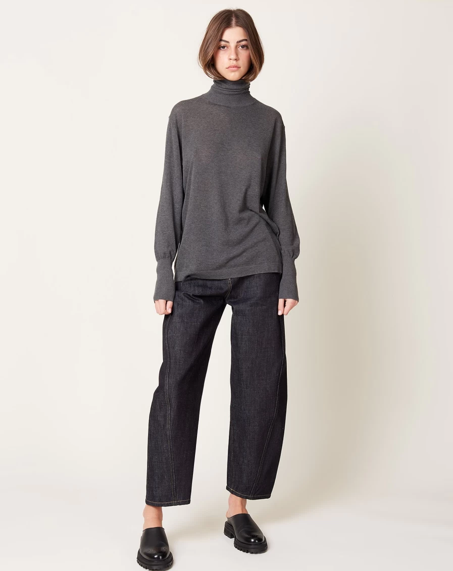 Studio Nicholson Grey Marle Nilo Roll Neck Wool Sweater