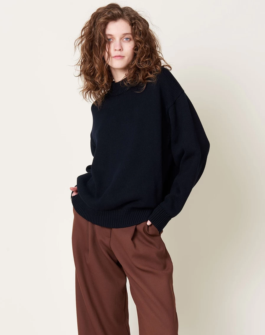 Studio Nicholson Senjo Darkest Navy Crewneck Sweatshirt