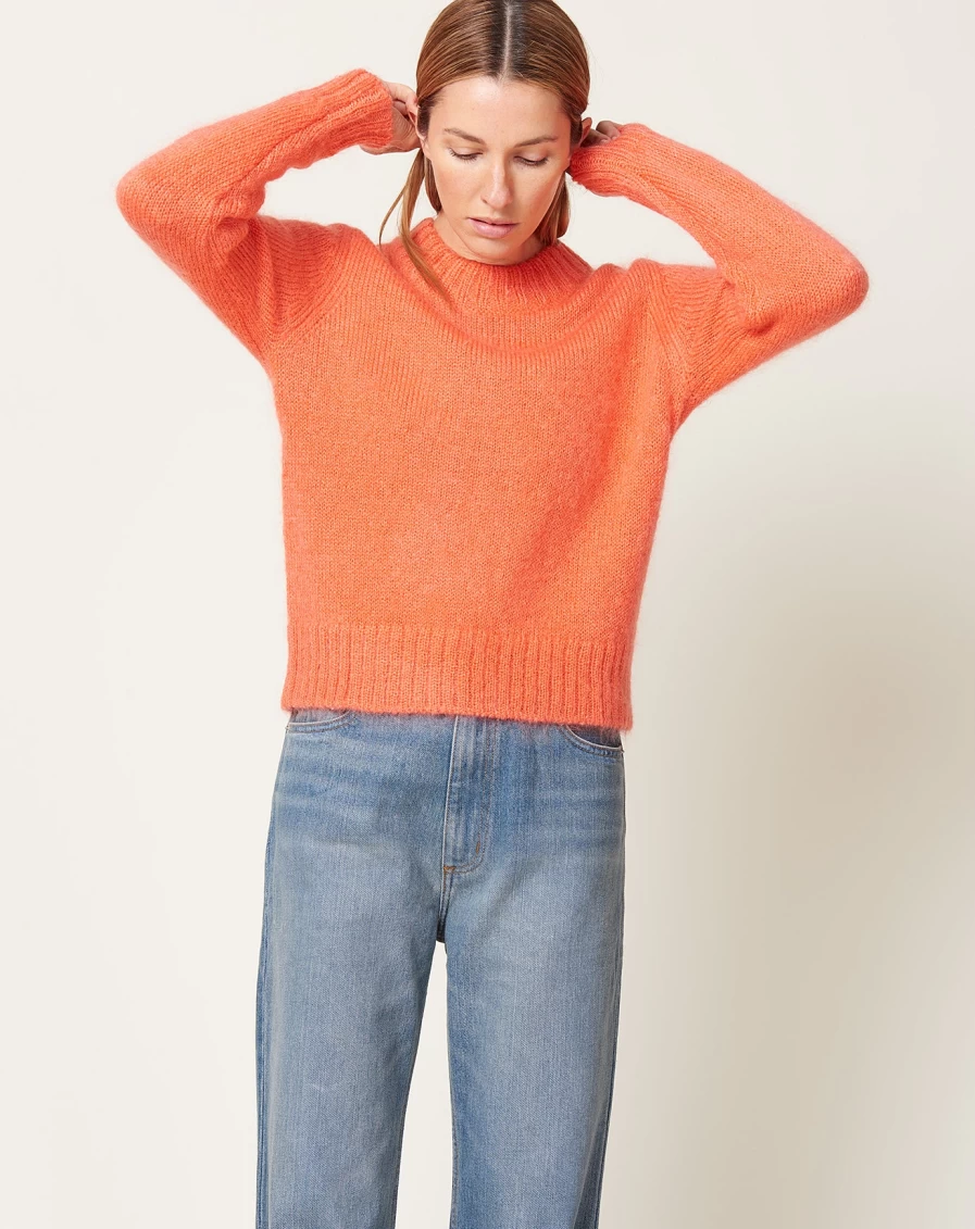Caron Callahan Fletcher Coral Mohair Sweater - Soft Knit Women's Pullover