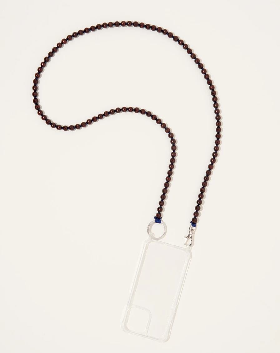 Ina Seifart Brown and Dark Blue iPhone Necklace - Handykette for Stylish Phone Accessories