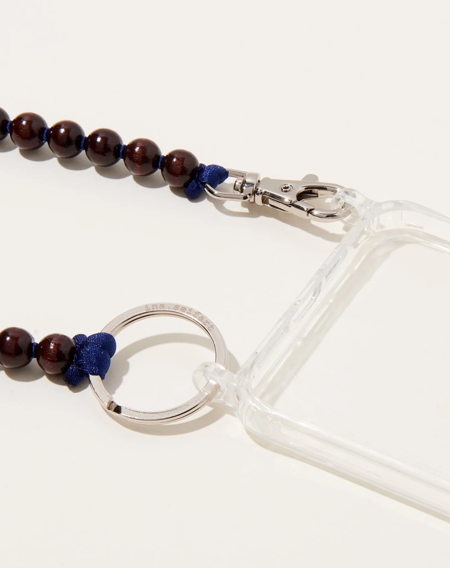 Ina Seifart Brown and Dark Blue iPhone Necklace - Handykette for Stylish Phone Accessories
