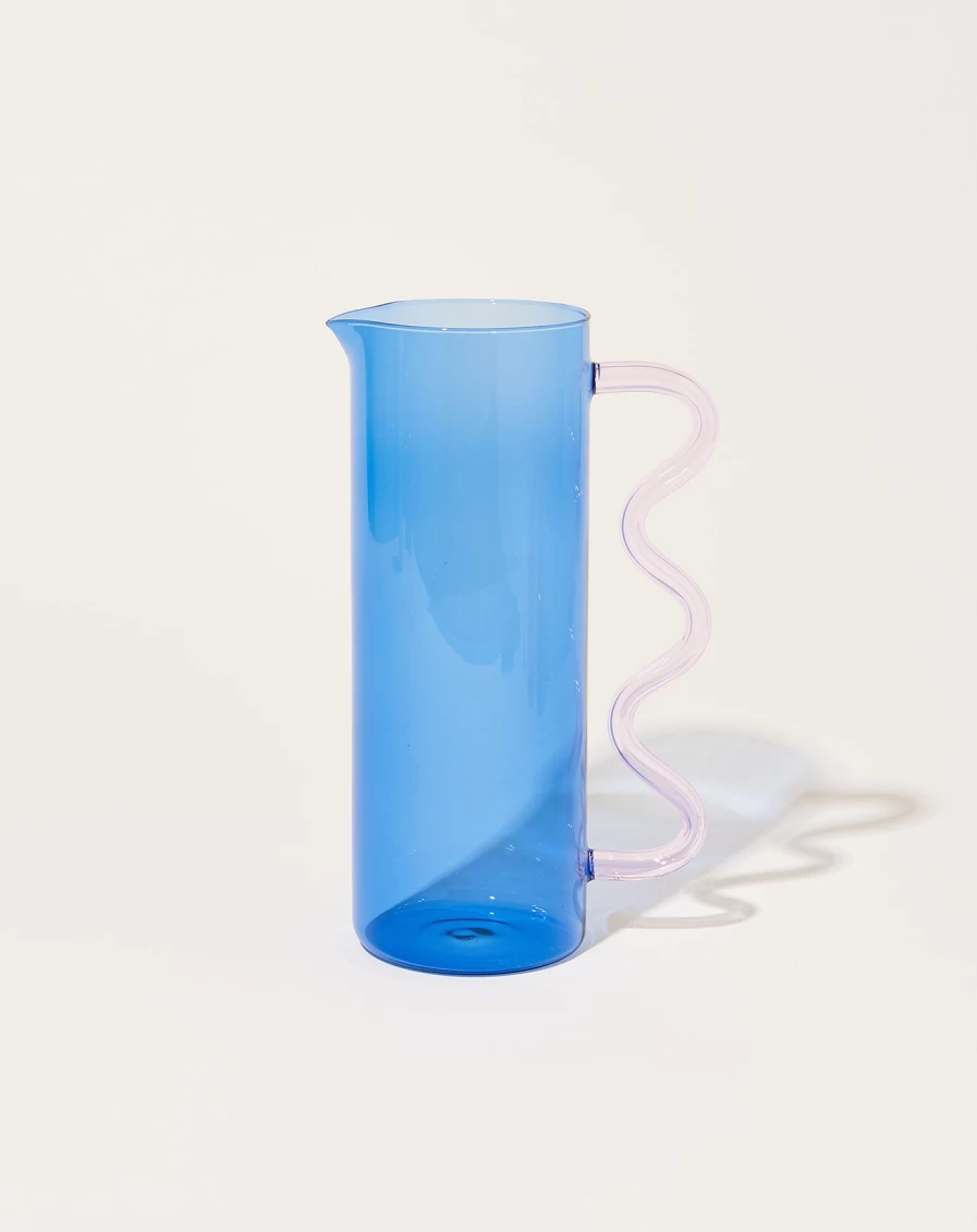 Sophie Lou Jacobsen Wave Pitcher - Blue and Pink Ceramic Water Pitcher for Modern Kitchens