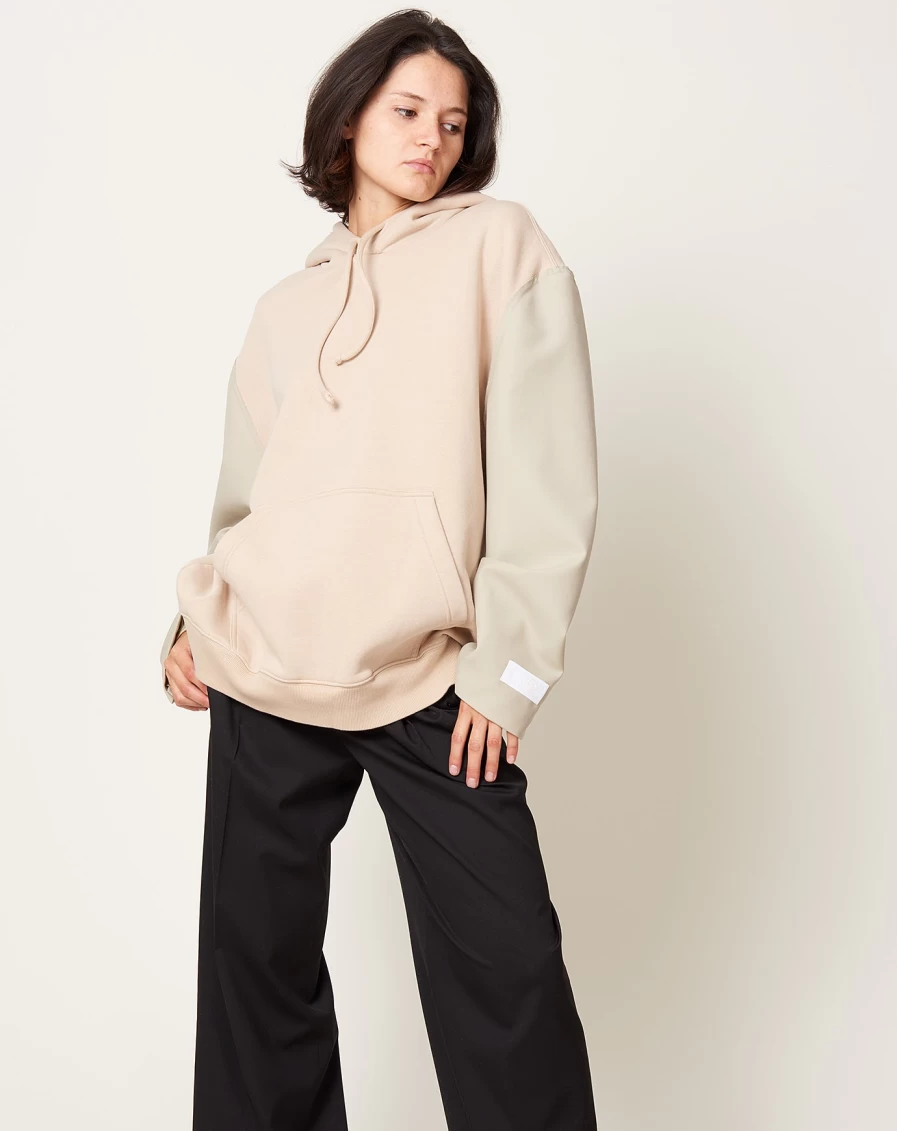MM6 Beige and Stone Sweatshirt with Unique Suit Sleeves Design