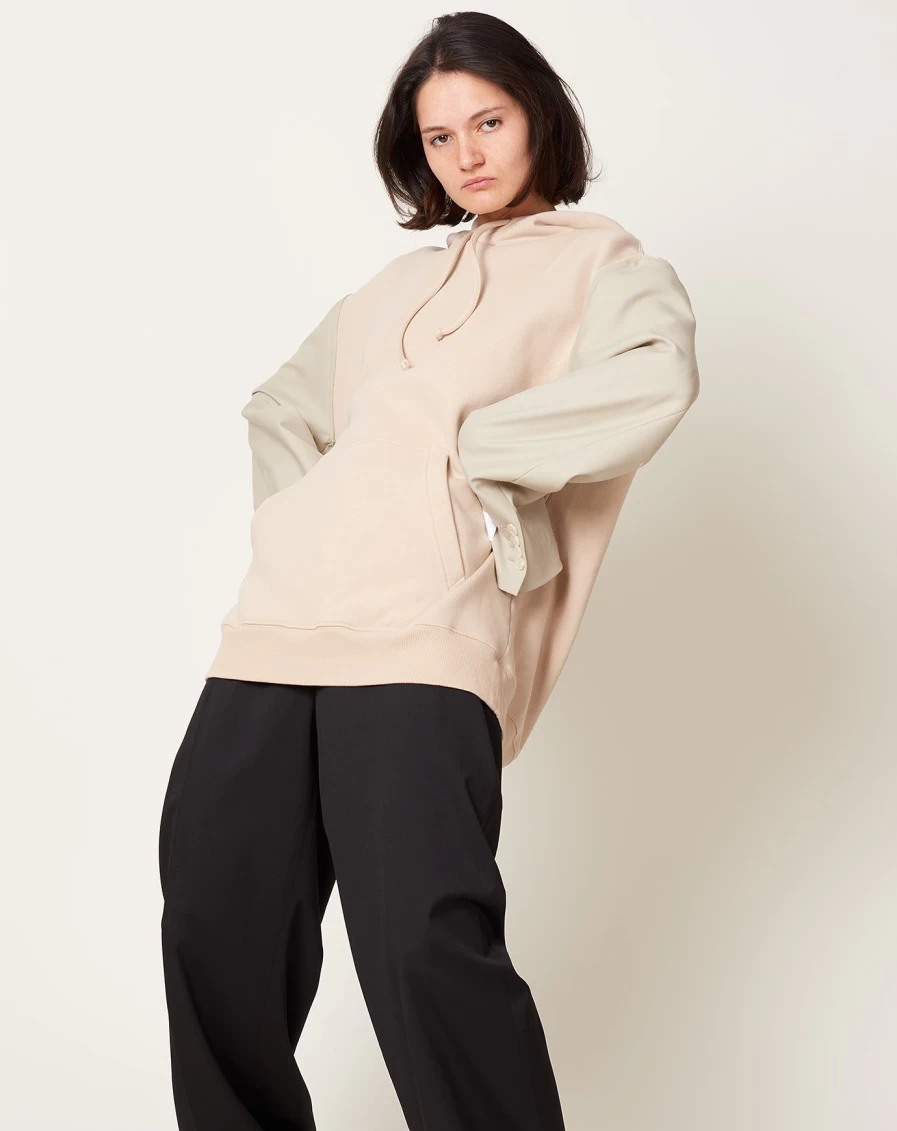 MM6 Beige and Stone Sweatshirt with Unique Suit Sleeves Design