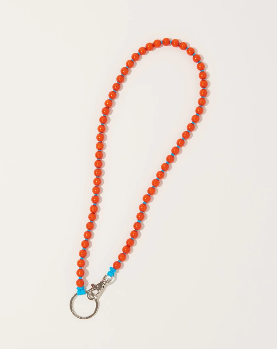 Ina Seifart Orange and Turquoise Long Key Holder with Pearl Accents