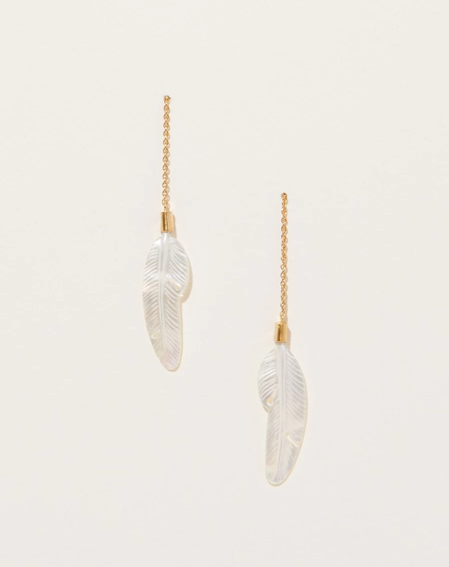 "Grainne Morton Handmade Feather Thread-Through Earrings – Boho Chic Jewelry"