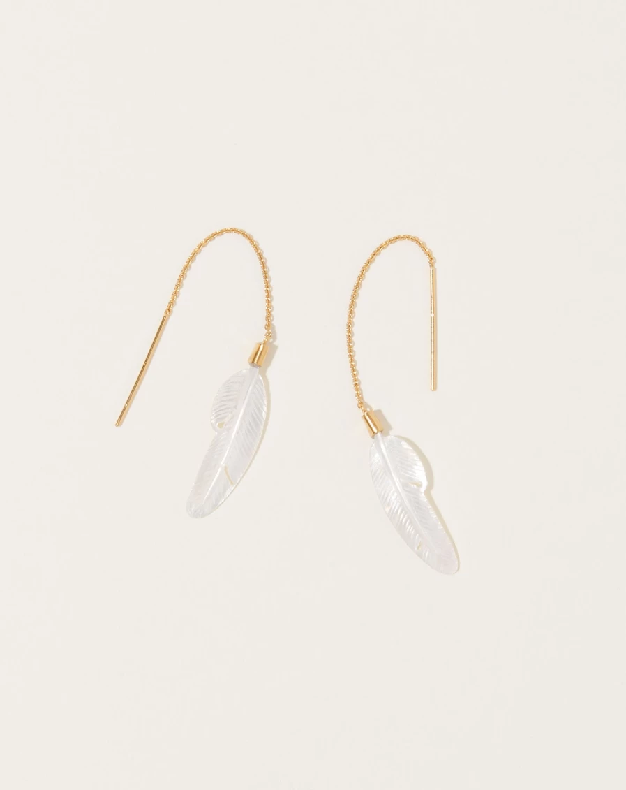 "Grainne Morton Handmade Feather Thread-Through Earrings – Boho Chic Jewelry"