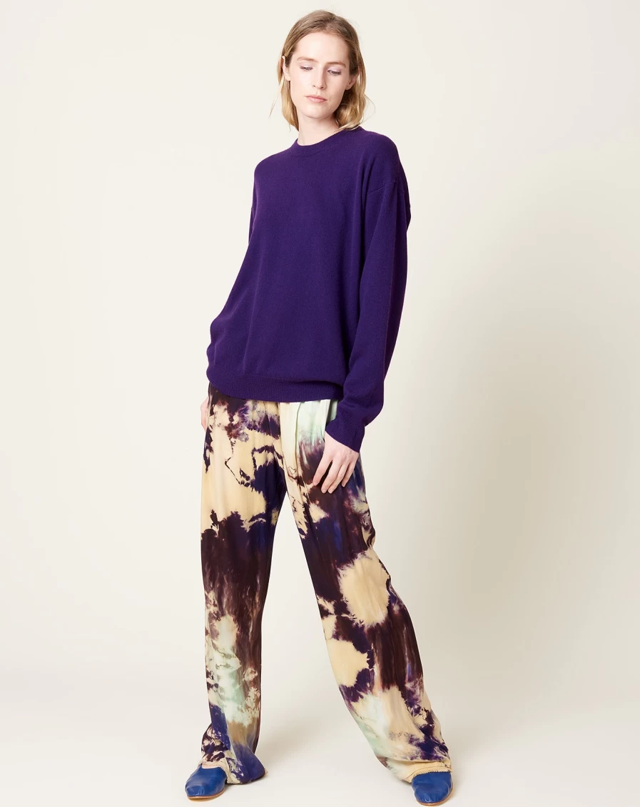 Raquel Allegra Ione Pant In Cosmic Violet - High-Waisted Sustainable Trousers