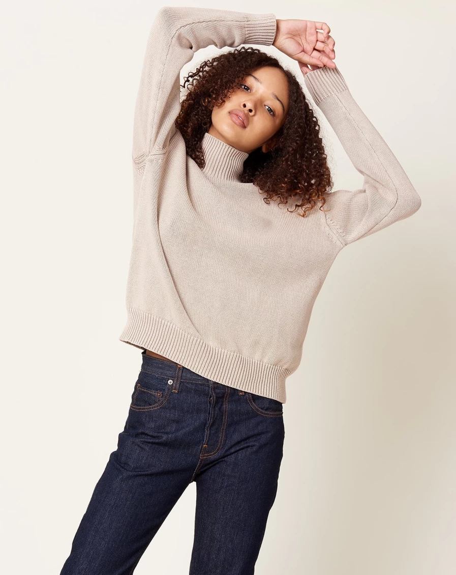 Demylee Seana Sand Cashmere Sweater for Women - Soft Knit Pullover