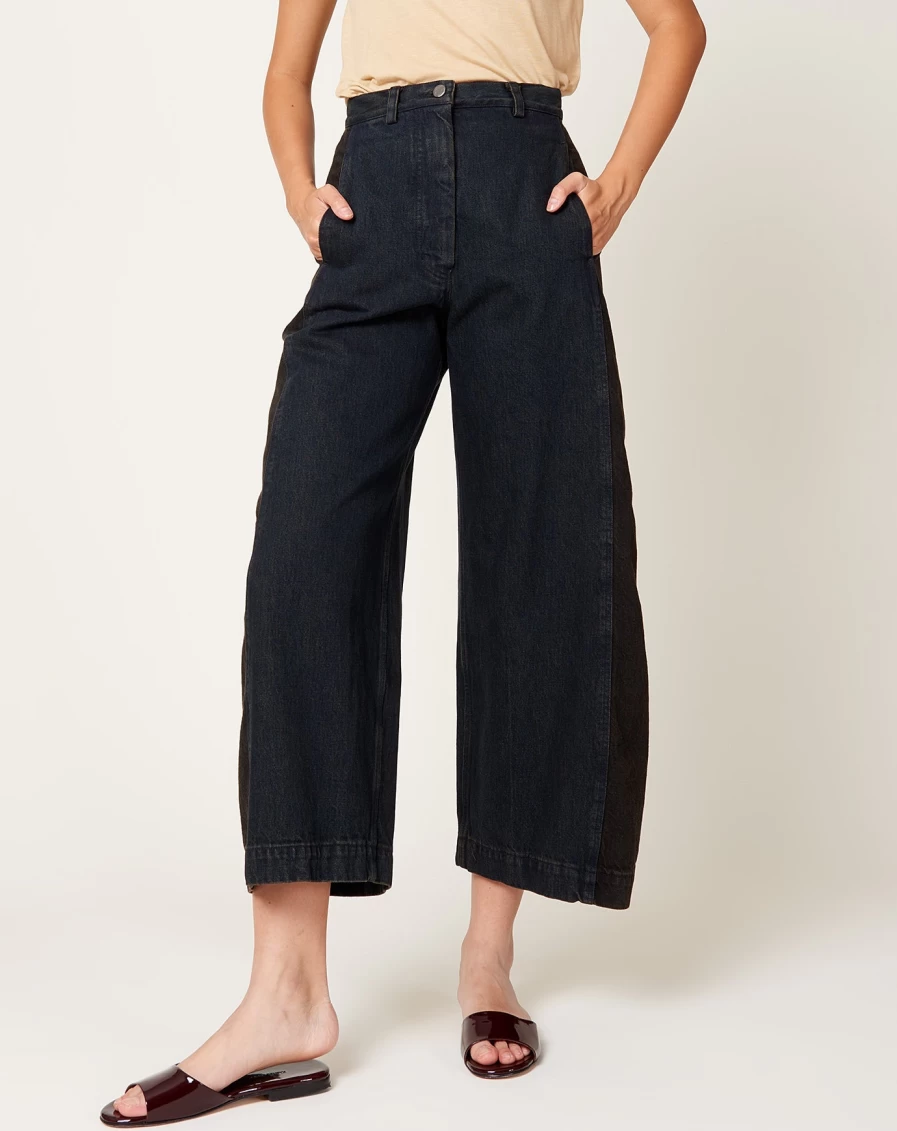Rachel Comey Garra Overdyed Brown Denim Pant - Mission Wash High-Rise Trousers