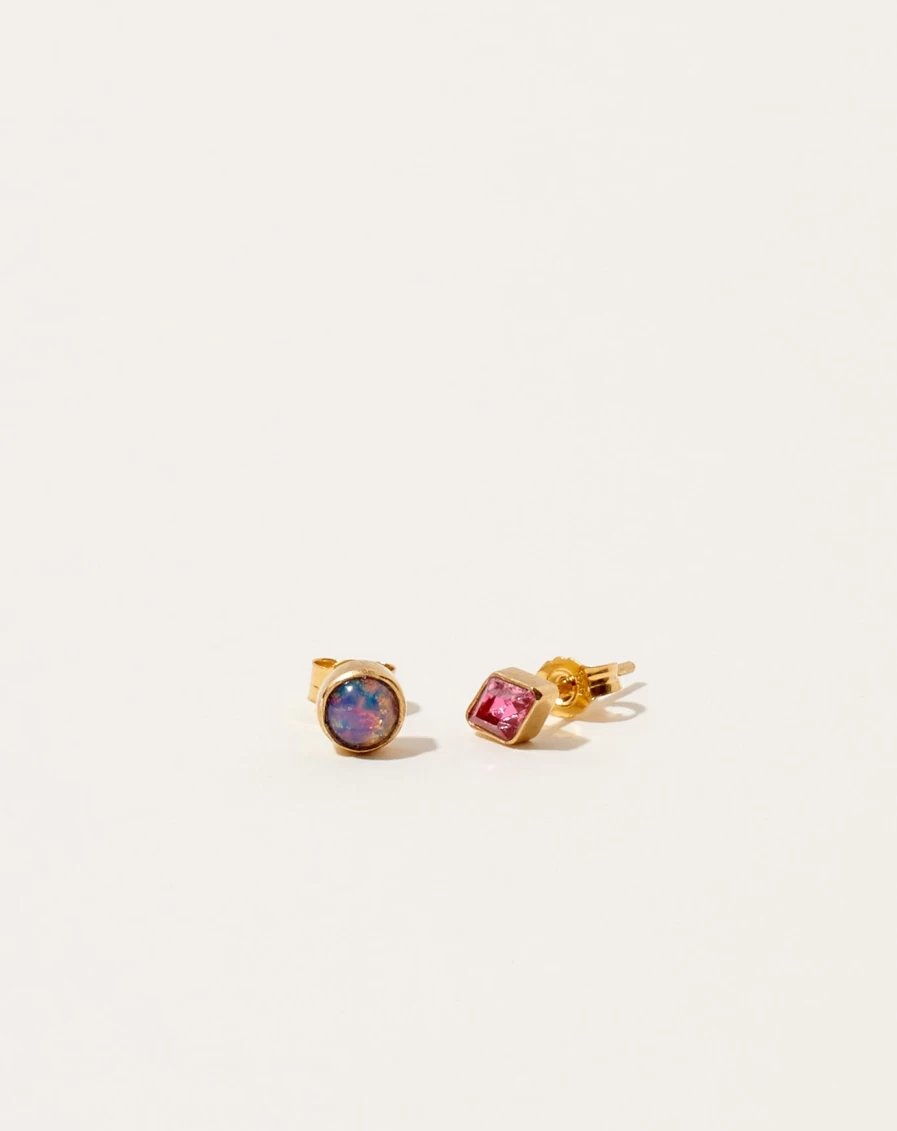 Grainne Morton Asymmetrical Pink Diamond Stud Earrings Handcrafted Unique Design