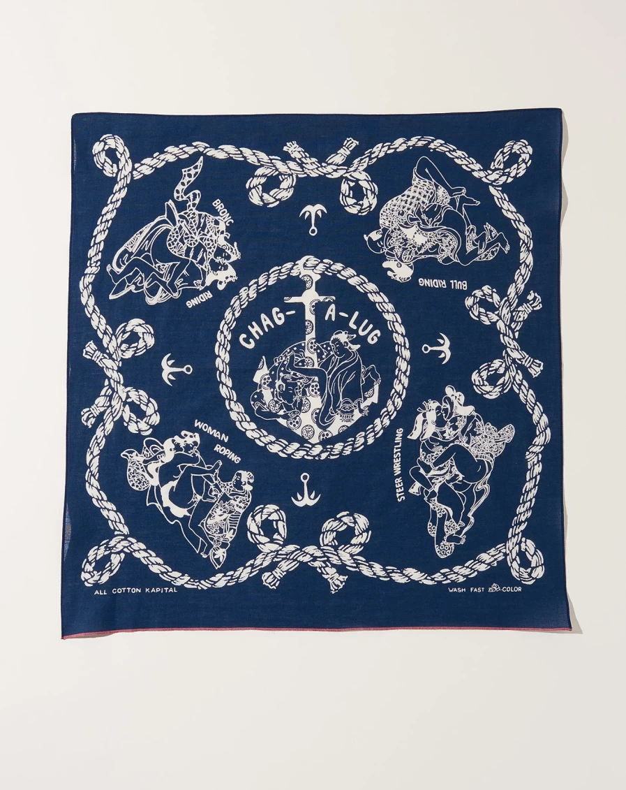 Kapital Navy Sneaker Anchor Fast Color Selvedge Bandana Scarf