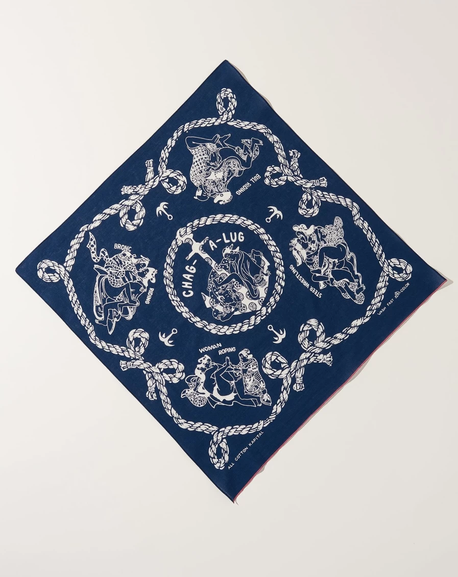 Kapital Navy Sneaker Anchor Fast Color Selvedge Bandana Scarf