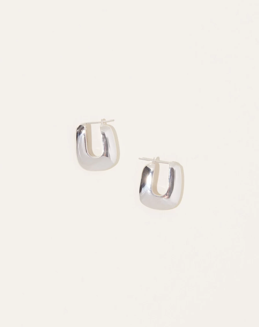Quarry Sterling Silver Larson Hoop Earrings for Women - Minimalist Dangle Drop Earrings