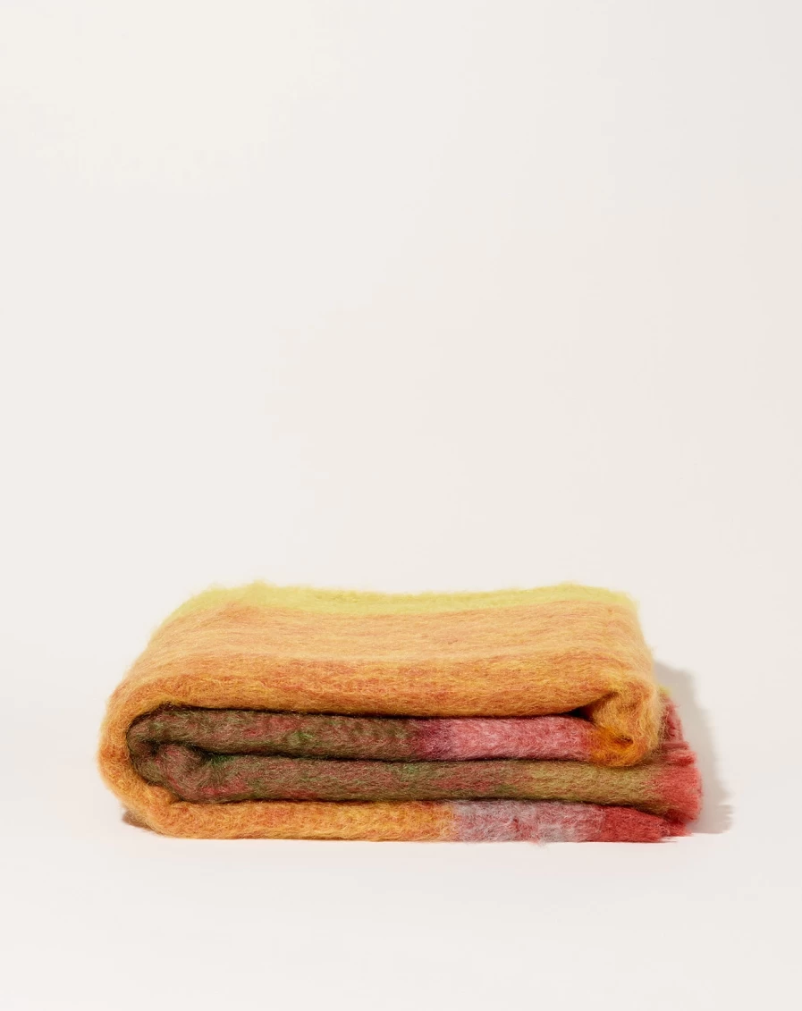 Mantas Ezcaray Lime Mohair Rozco Luxury Throw Blanket - Soft Wool Blend Cozy Afghan