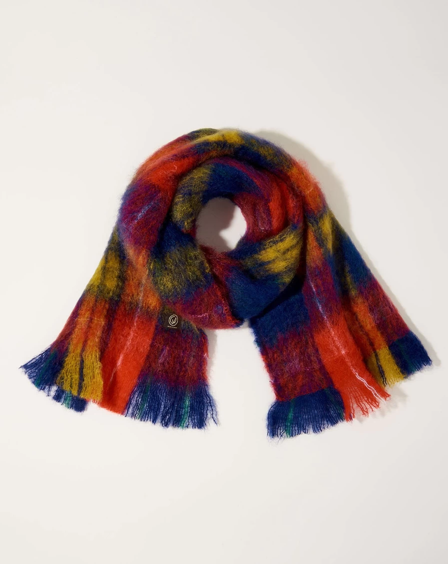 Mantas Ezcaray Navy Mohair Tartan Scarf - Premium Wool Winter Accessory