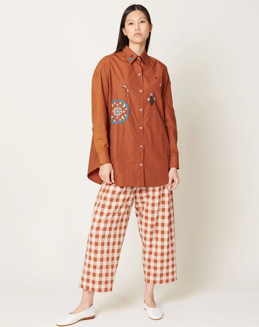 Caron Callahan Francine Terra Cotta Shirt - Women's Casual Button-Down Top