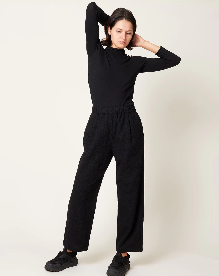 "Eva Eva Women's Cotton Wide-Leg Pants – Sumi Black Casual Comfort Trousers"