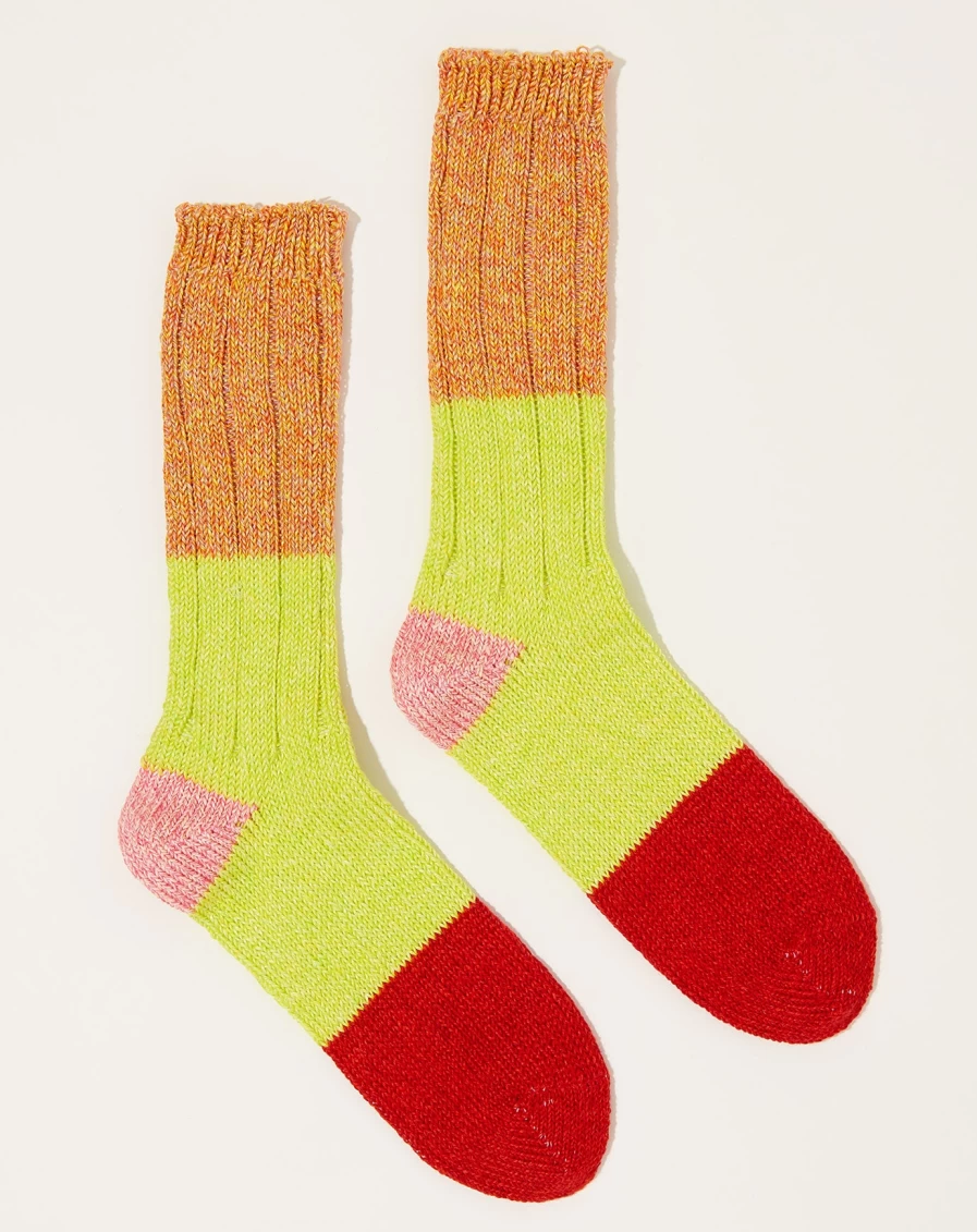 Kapital Orange Linen Grandrelle Socks - 56 Yarns Comfortable & Durable Design