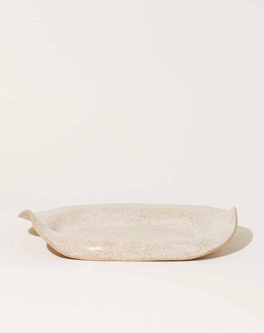 SIN Manta Oval Speckled White Ceramic Platter for Dining & Serving