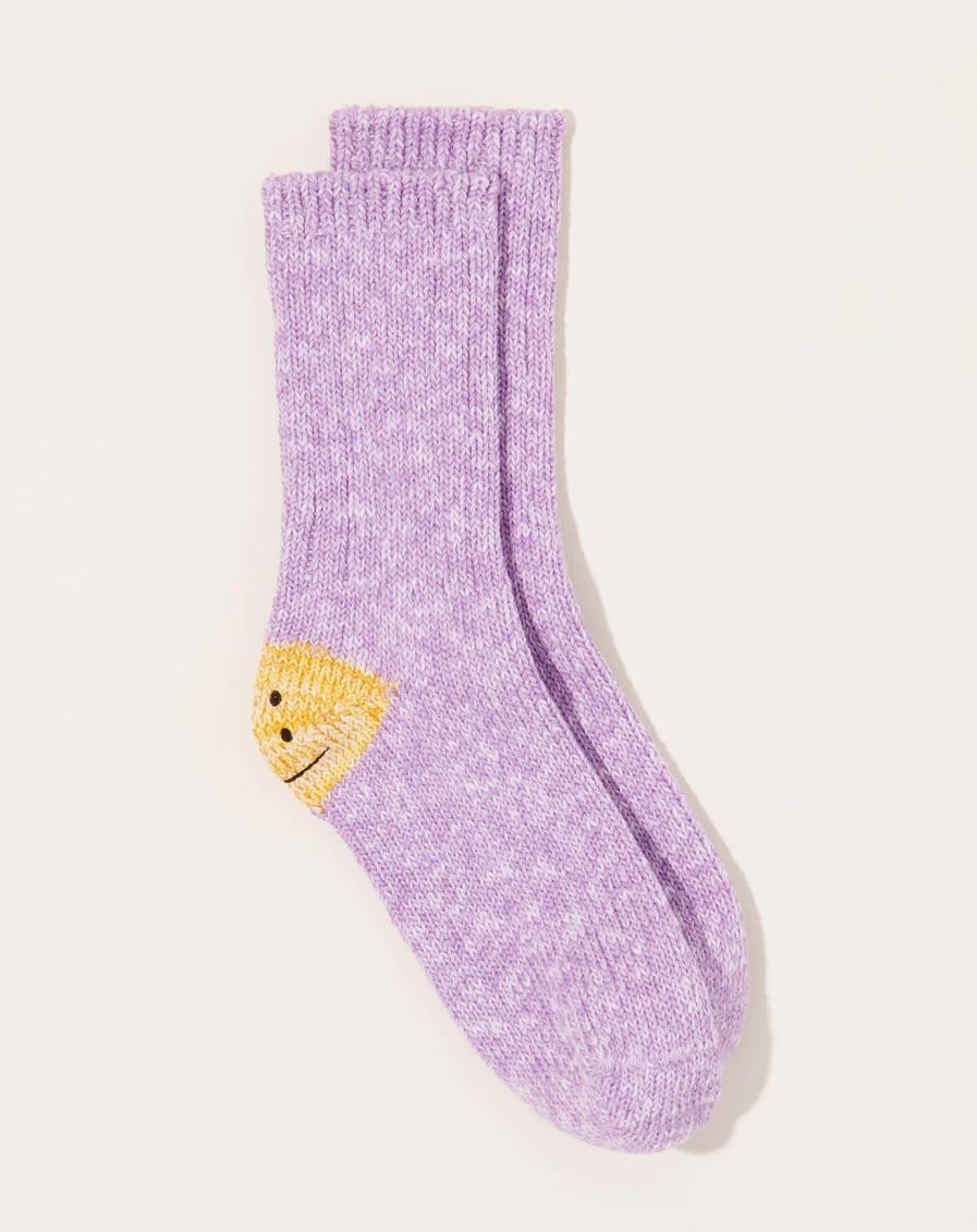 Kapital 3X1 Rib Rainbow Stripe Heel Socks - Purple Happy Socks, 56 Yarns Knitted Pattern