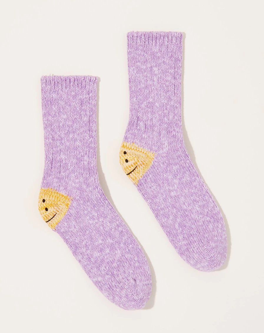 Kapital 3X1 Rib Rainbow Stripe Heel Socks - Purple Happy Socks, 56 Yarns Knitted Pattern