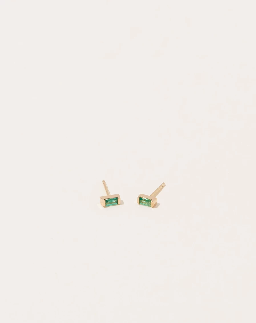 Selin Kent 14K Yellow Gold Galana Stud Earrings with Genuine Emeralds
