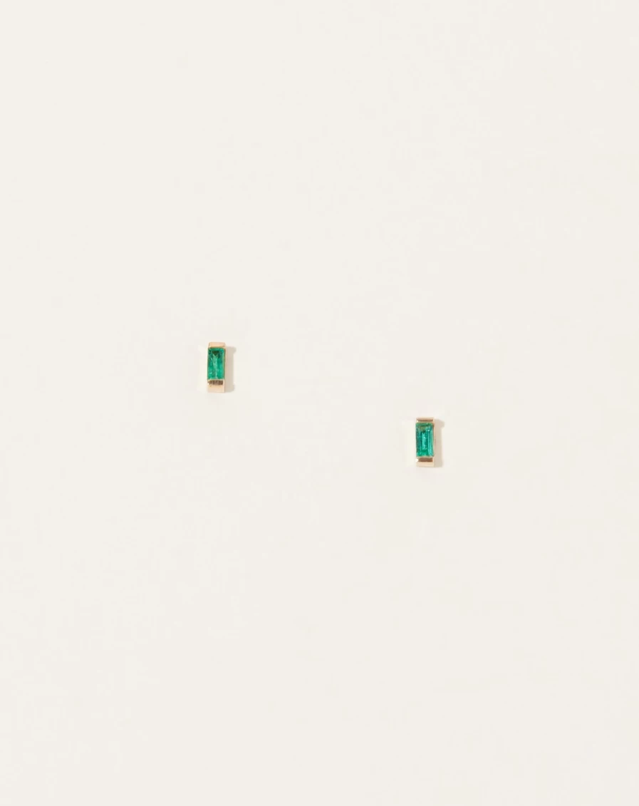 Selin Kent 14K Yellow Gold Galana Stud Earrings with Genuine Emeralds
