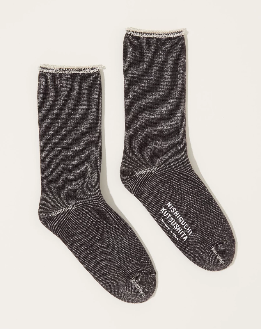 Nishiguchi Kutsushita Silk Cotton Blend Lounge Socks - Charcoal Grey Comfort Wear for Men & Women