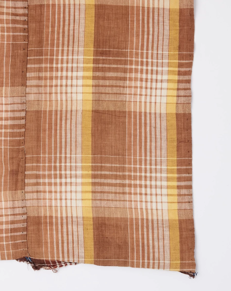 Vintage Oversized Madras Plaid Scarf in Clay - Soft Wool Blend Winter Wrap