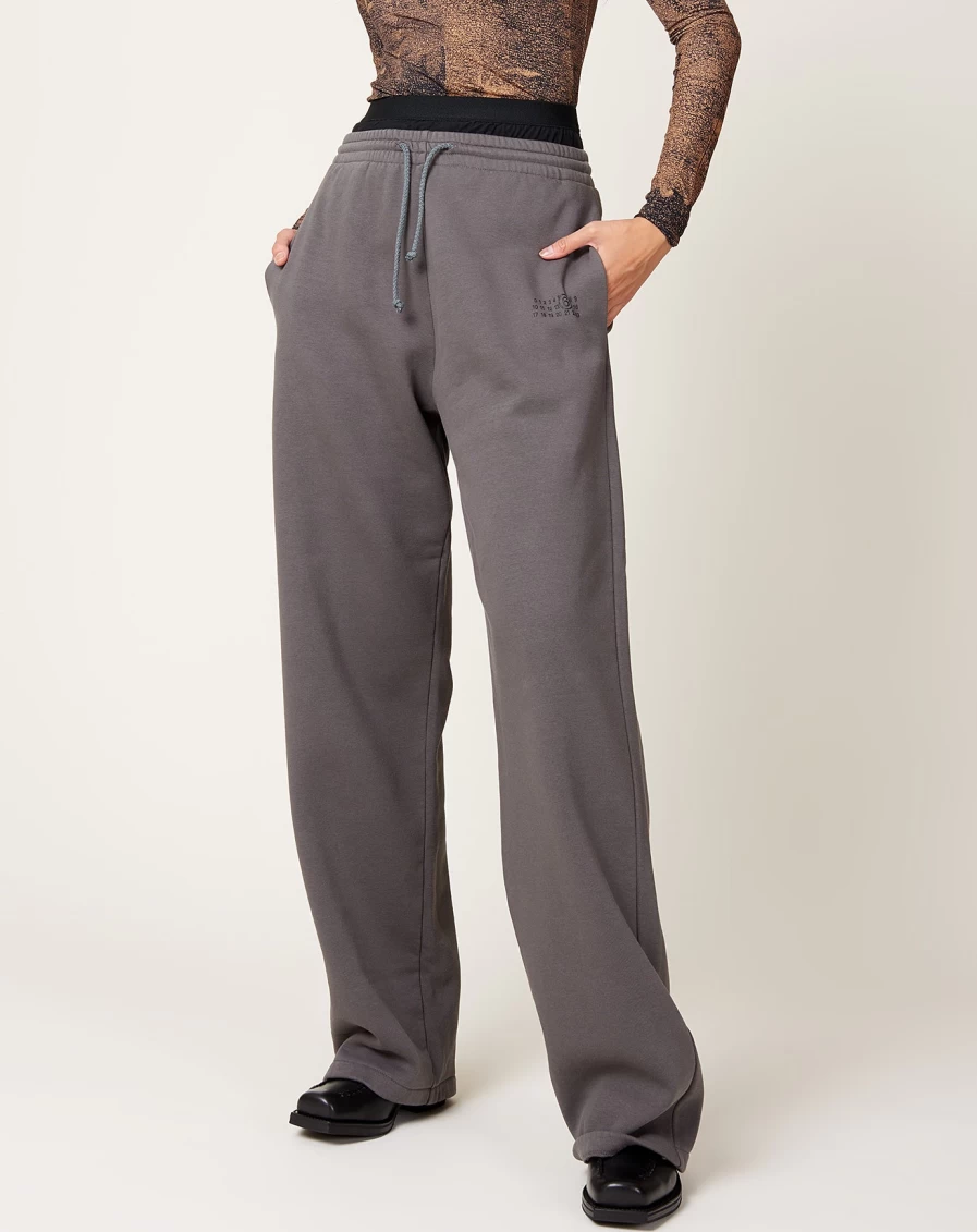MM6 Double Layer Grey Straight Leg Sweatpants for Men & Women