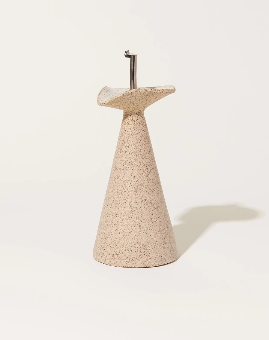 SIN Flora Speckled White Oil Cruet - Elegant Ceramic Olive Oil Dispenser