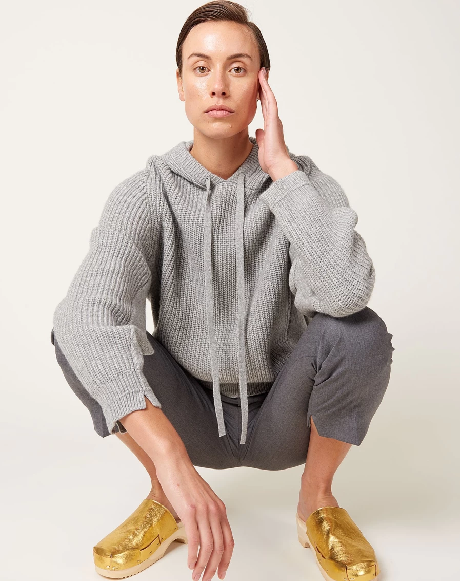 Maria McManus Heather Grey Split Sleeve Hoodie - Oversized Unisex Pullover with Unique Sleeve Design