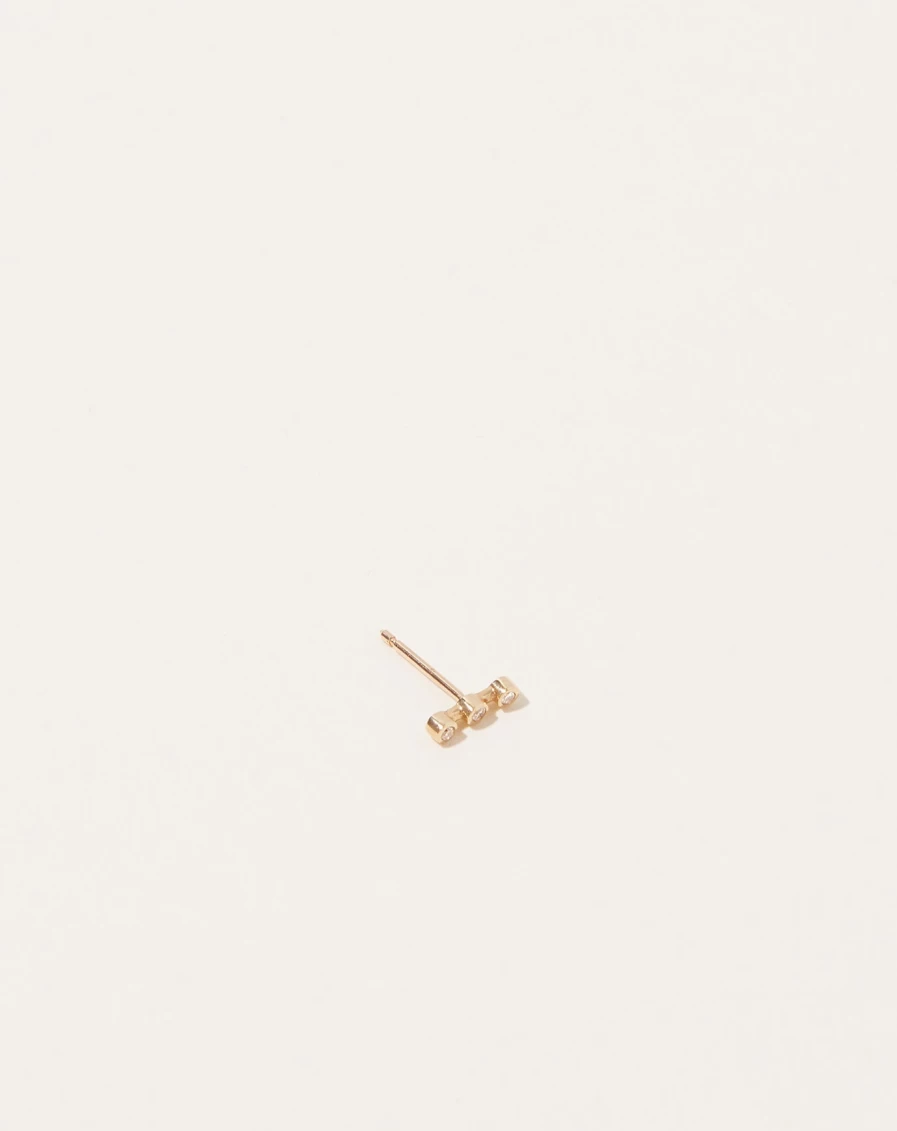 Quarry Gold Corvus Single Diamond Stud Earrings - 14K Solid Gold Minimalist Diamond Earrings