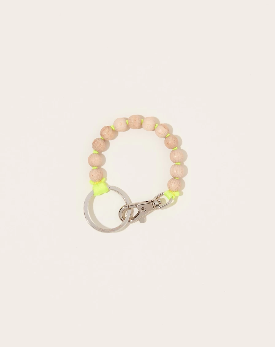 Ina Seifart Natural Pearl Short Key Holder with Neon Yellow Accent