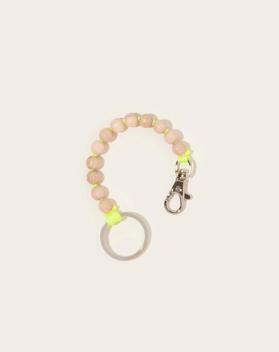 Ina Seifart Natural Pearl Short Key Holder with Neon Yellow Accent