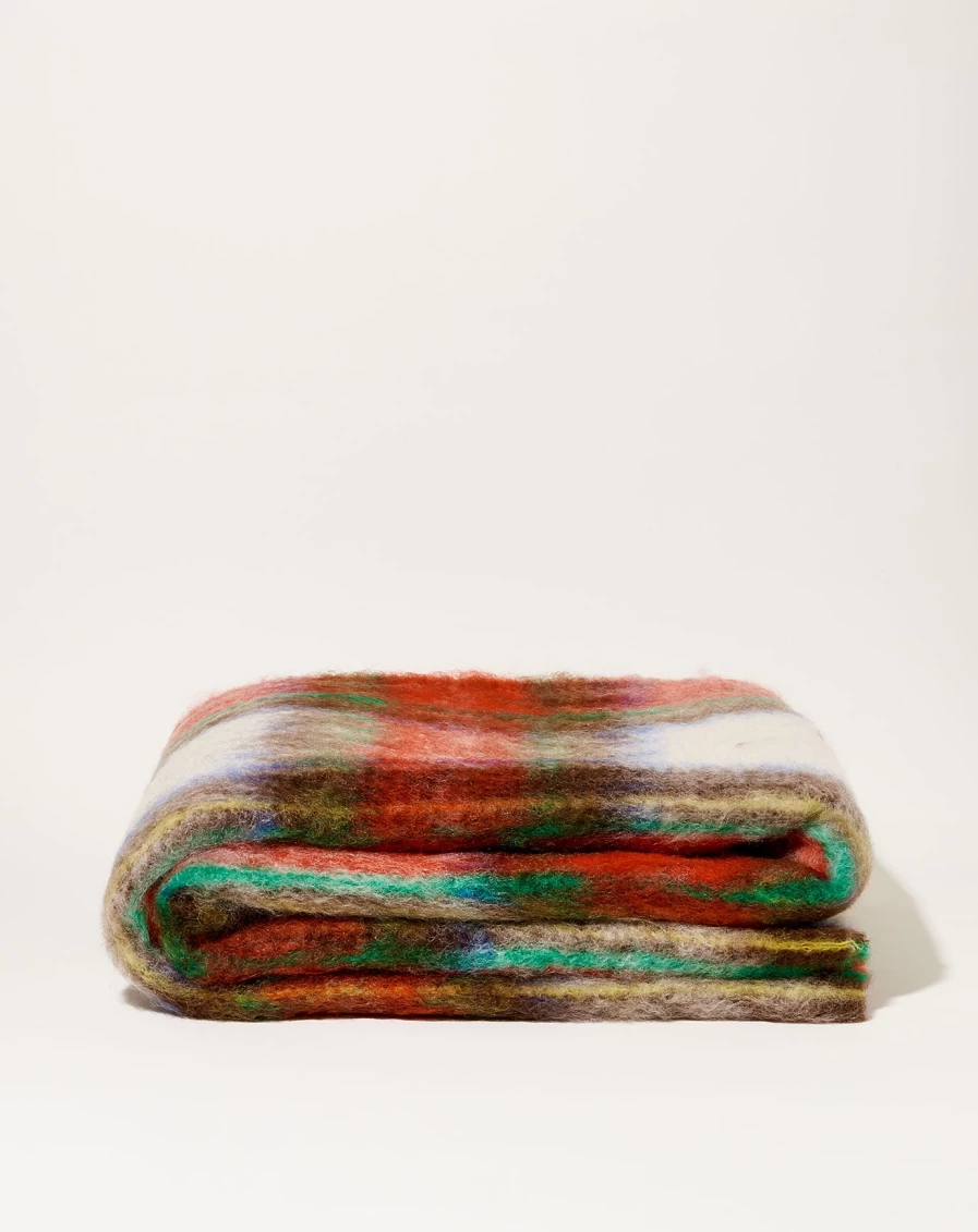 Mantas Ezcaray Classic Tartan Mohair Checkered Blanket – Luxurious Soft Throw